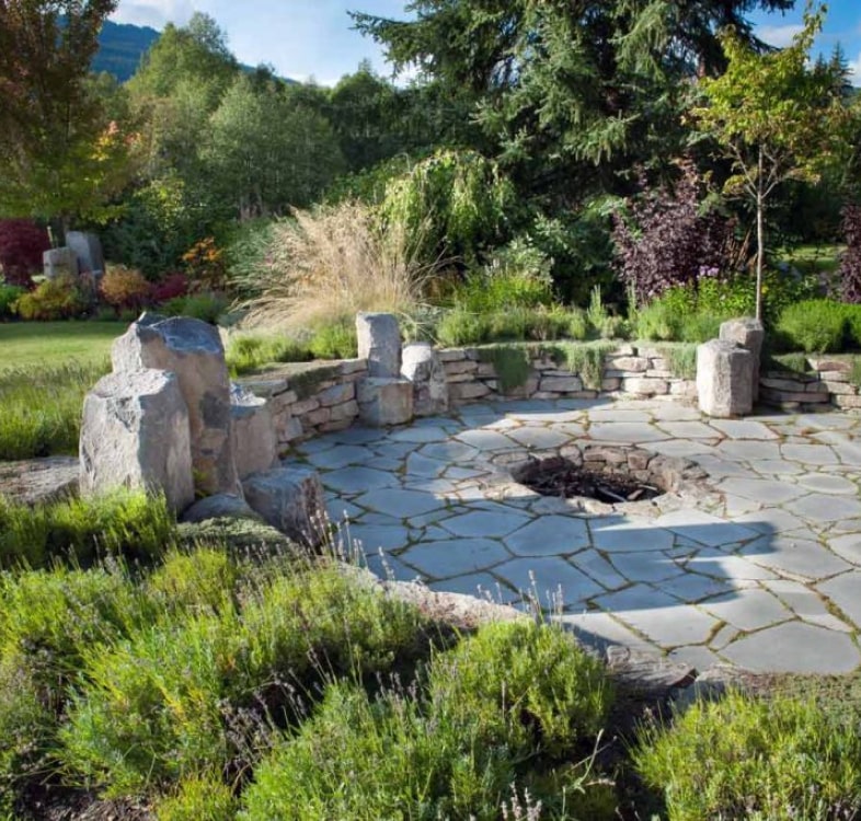 Fitzsimmons firepit patio ornamental grasses